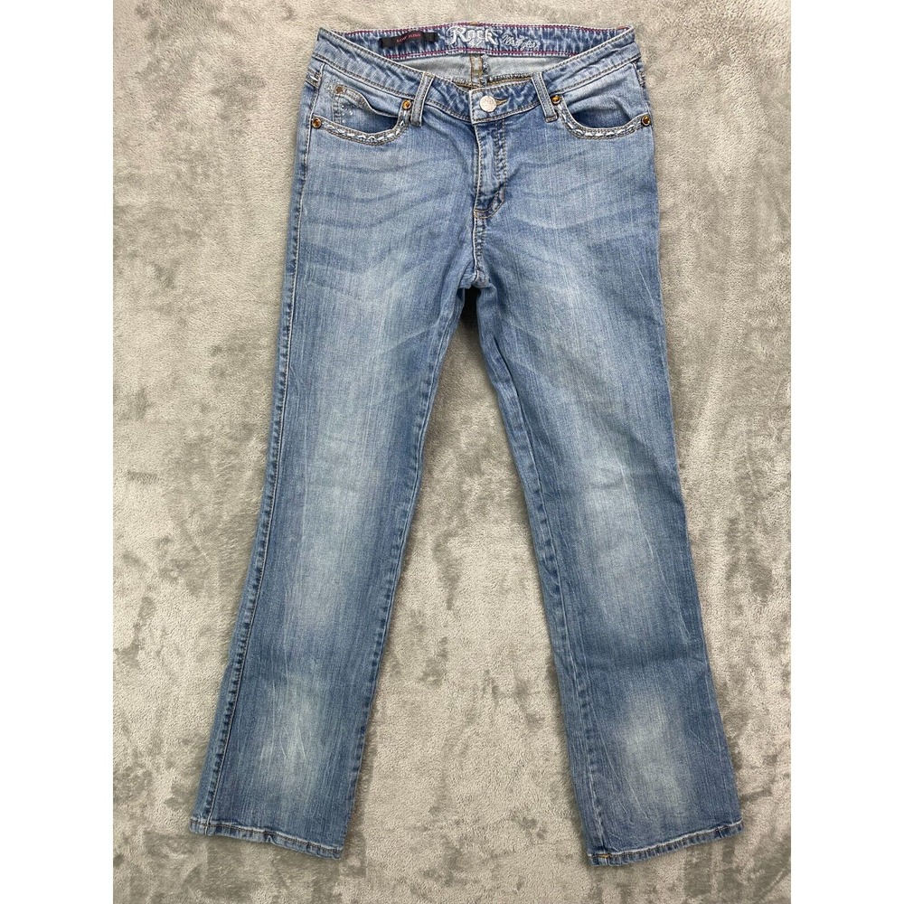 Wrangler Women's Rock 47 Jeans Size‎ 7/8x32 Blue Low Rise Boot Cut Stretch